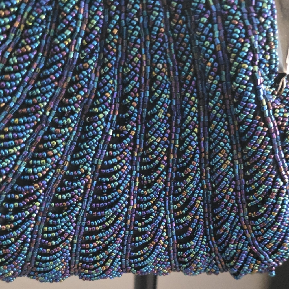 Elegant Blue Beaded Evening Bag - Picture 3 of 8